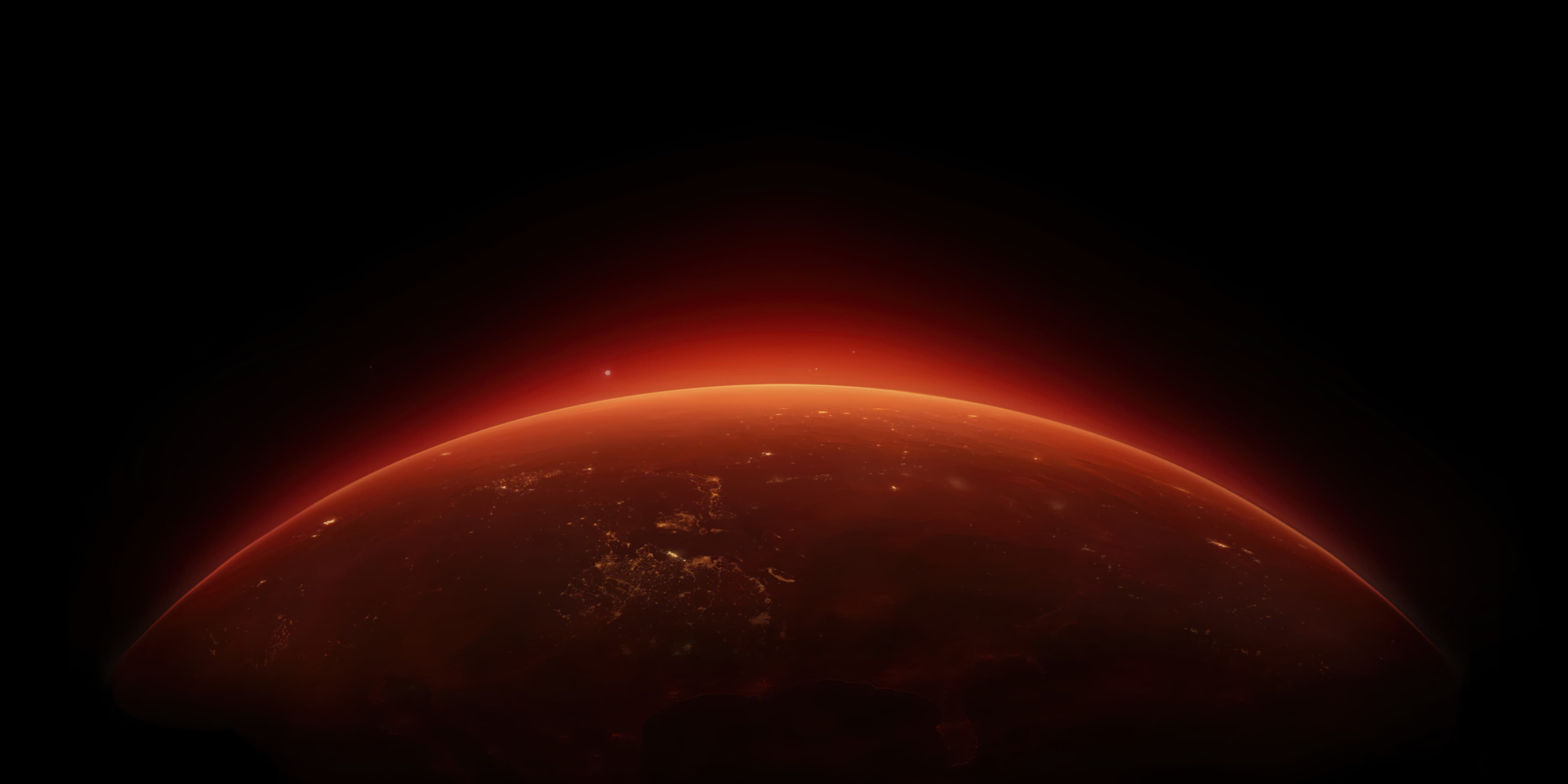 Earth with ominous red glow